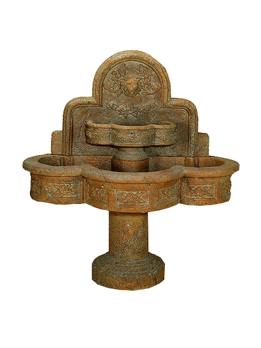 Ricco Deruta Wall Cast Stone Outdoor Garden Water Fountain With Spout Fountain Tuscan